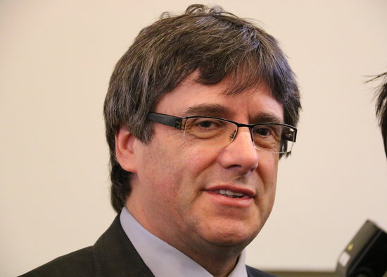 Carles Puigdemont before the conference at the University of Helsinki on March 23 2018 (by Blanca Blay)